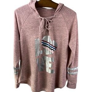 No Boundaries Women's Pink‎ Drawstring Hoodie with Love Text Size M